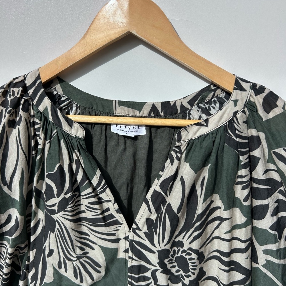 Velvet Graham &Spencer Layne Printed Silk Cotton Short Sleeve Dress Casual Dress - Picture 7 of 9
